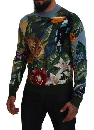 Dolce & Gabbana Clothing Multicolor / IT50 | L / Material: 63% Wool, 37% Silk Jungle Embroidered Wool Silk Sweater