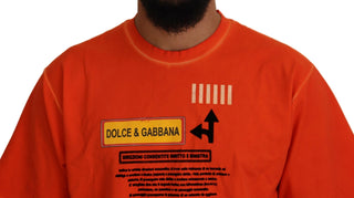 Dolce & Gabbana Clothing Orange / IT54 | XXL / Material: 59% Cotton, 38% Nylon, 3% Elastane Elegant Crew Neck Orange Tee