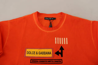 Dolce & Gabbana Clothing Orange / IT54 | XXL / Material: 59% Cotton, 38% Nylon, 3% Elastane Elegant Crew Neck Orange Tee