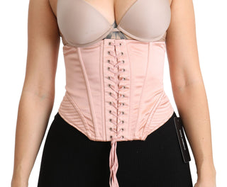 Dolce & Gabbana Clothing Pink / IT36|XXS / Material: 74% Silk 10% Cotton 10% Brass 6% Elastane Silk Blend Corset Belt Luxury Top - Pink