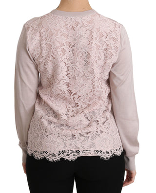 Dolce & Gabbana Clothing Pink / IT44|L / Material: 70% Silk 20% Cotton 10% Viscose Silk Blend Pink Crew Neck Cardigan