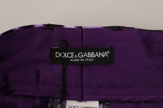 Dolce & Gabbana Clothing Purple / IT40|S / Material: 99% Cotton 1% Elastane Elegant High Waist Straight Purple Pants