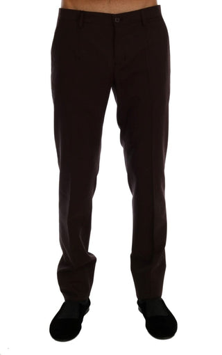 Dolce & Gabbana Clothing Purple / IT44 | XS / Material: 97% Wool, 3% Elastan Elegant Slim Fit Formal Trousers in Purple