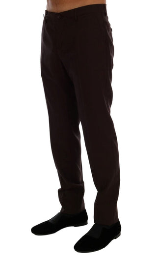 Dolce & Gabbana Clothing Purple / IT44 | XS / Material: 97% Wool, 3% Elastan Elegant Slim Fit Formal Trousers in Purple