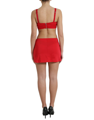 Dolce & Gabbana Clothing Red / IT40|S / Material: 80% Nylon 20% Elastane Red Cutout Nylon Sheath Sleeveless Mini Dress