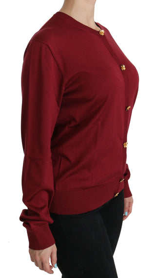 Dolce & Gabbana Clothing Red / IT50 | XXL / Material: 100% Silk Silk Red Cardigan Top with Button Accents