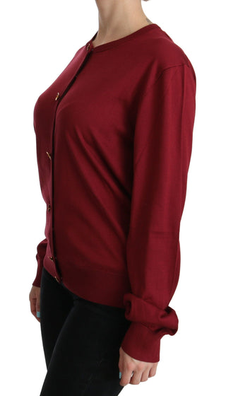 Dolce & Gabbana Clothing Red / IT50 | XXL / Material: 100% Silk Silk Red Cardigan Top with Button Accents