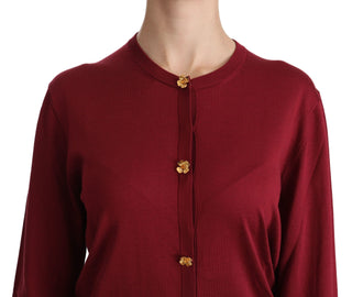 Dolce & Gabbana Clothing Red / IT50 | XXL / Material: 100% Silk Silk Red Cardigan Top with Button Accents