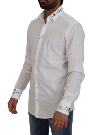 Dolce & Gabbana Clothing White / IT39 | S / Material: 100% Cotton White Printed Cotton SlimFit Dress GOLD Shirt