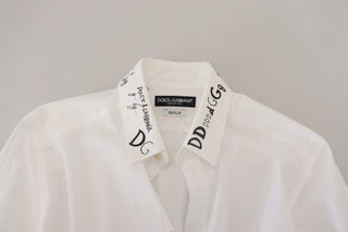 Dolce & Gabbana Clothing White / IT39 | S / Material: 100% Cotton White Printed Cotton SlimFit Dress GOLD Shirt