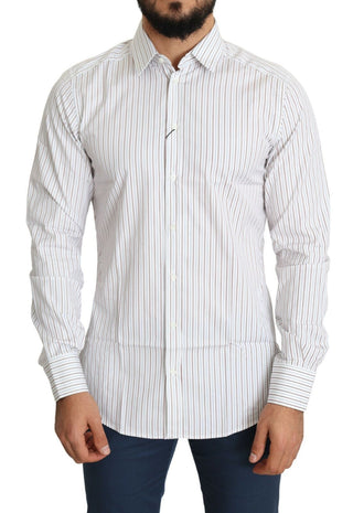 Dolce & Gabbana Clothing White / IT40 | M / Material: 100% Cotton Elegant White Striped Cotton Dress Shirt