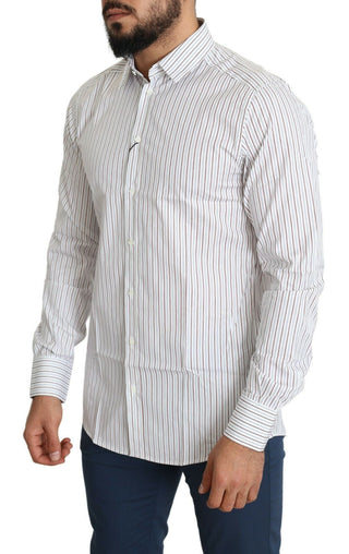 Dolce & Gabbana Clothing White / IT40 | M / Material: 100% Cotton Elegant White Striped Cotton Dress Shirt