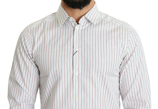 Dolce & Gabbana Clothing White / IT40 | M / Material: 100% Cotton Elegant White Striped Cotton Dress Shirt