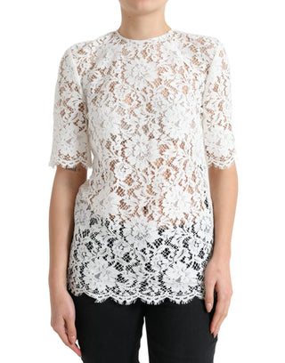 Dolce & Gabbana Clothing White / IT40|S / Material: 52% Cotton 39% Viscose 9% Nylon Elegant White Lace Blouse