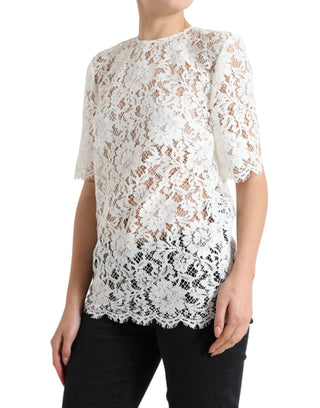 Dolce & Gabbana Clothing White / IT40|S / Material: 52% Cotton 39% Viscose 9% Nylon Elegant White Lace Blouse