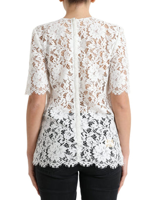 Dolce & Gabbana Clothing White / IT40|S / Material: 52% Cotton 39% Viscose 9% Nylon Elegant White Lace Blouse