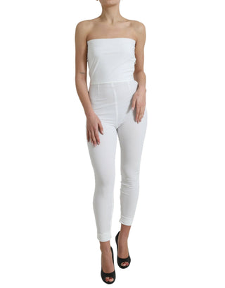 Dolce & Gabbana Clothing White / IT40|S / Material: 80% Nylon 20% Elastane Elegant White Strapless Jumpsuit Dress