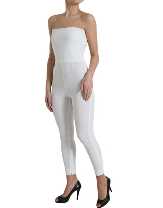 Dolce & Gabbana Clothing White / IT40|S / Material: 80% Nylon 20% Elastane Elegant White Strapless Jumpsuit Dress