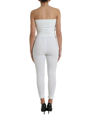 Dolce & Gabbana Clothing White / IT40|S / Material: 80% Nylon 20% Elastane Elegant White Strapless Jumpsuit Dress