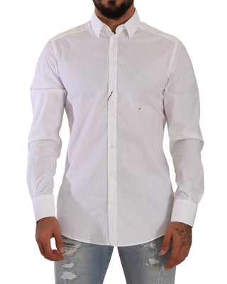 Dolce & Gabbana Clothing White / IT41 | L White GOLD Cotton Blend Dress Men Formal Shirt