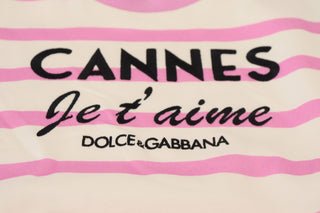 Dolce & Gabbana Clothing White / IT44 | L / Material: 100% Cotton Exclusive Striped Cotton Crew Neck Tee