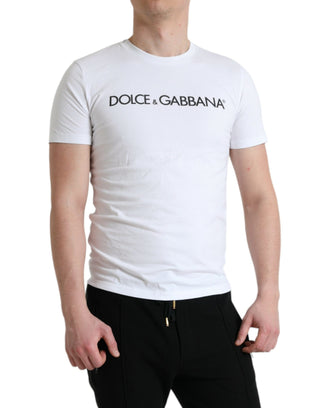 Dolce & Gabbana Clothing White / IT46 | S / Material: 100% Cotton Elegant White Cotton Round Neck Tee