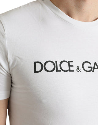 Dolce & Gabbana Clothing White / IT46 | S / Material: 100% Cotton Elegant White Cotton Round Neck Tee