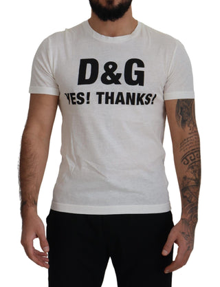 Dolce & Gabbana Clothing White / IT46 | S White D&G YES! THANKS! Tee Cotton T-shirt