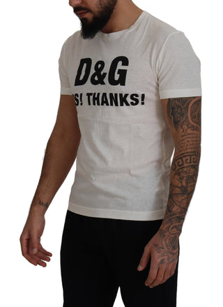 Dolce & Gabbana Clothing White / IT46 | S White D&G YES! THANKS! Tee Cotton T-shirt