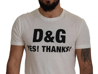 Dolce & Gabbana Clothing White / IT46 | S White D&G YES! THANKS! Tee Cotton T-shirt