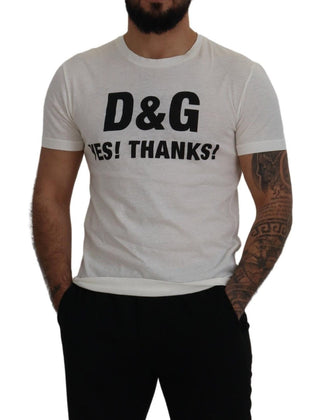 Dolce & Gabbana Clothing White / IT46 | S White D&G YES! THANKS! Tee Cotton T-shirt