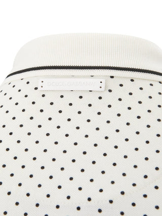 Dolce & Gabbana Clothing White / IT48 | L White Polka Dots Cotton Polo Shirt
