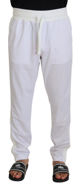 Dolce & Gabbana Clothing White / IT48 | M / Material: 100% Polyester White Polyester Crown Logo Jogger Pants