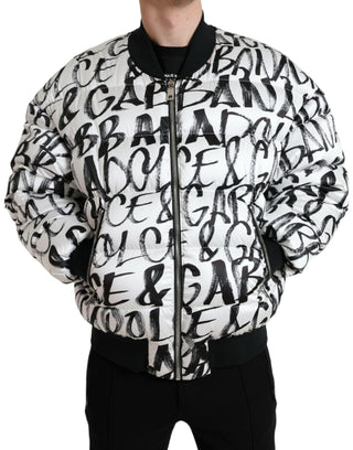 Dolce & Gabbana Clothing White / IT50 | L / Material: 100% Polyester Elegant White Bomber Jacket