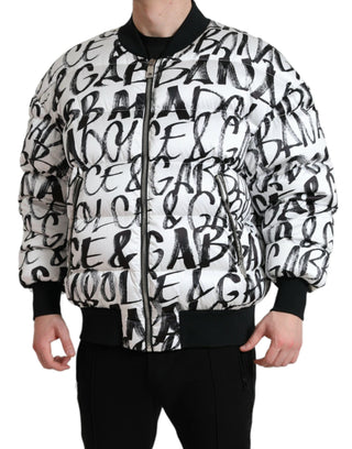 Dolce & Gabbana Clothing White / IT50 | L / Material: 100% Polyester Elegant White Bomber Jacket