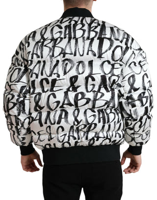 Dolce & Gabbana Clothing White / IT50 | L / Material: 100% Polyester Elegant White Bomber Jacket