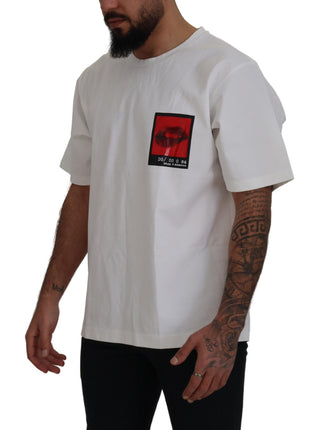 Dolce & Gabbana Clothing White / IT52 | L / Material: 59% Cotton 38% Nylon 3% Elastane White Printed Short Sleeves Men T-shirt