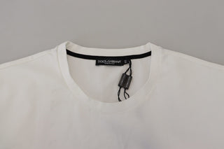 Dolce & Gabbana Clothing White / IT52 | L / Material: 59% Cotton 38% Nylon 3% Elastane White Printed Short Sleeves Men T-shirt