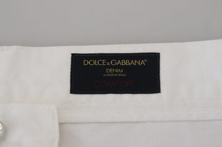 Dolce & Gabbana Clothing White / IT54 | XL / Material: 100% Cotton Elegant White Cotton Denim Jeans