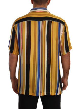 Dolce & Gabbana Clothing Yellow / IT40 | M / Material: 57% Rayon, 43% Silk Yellow Striped Silk-Blend Men's Shirt