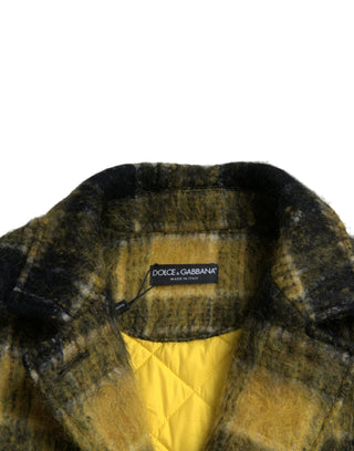 Dolce & Gabbana Clothing Yellow / IT40|S / Material: 27% Angora 26% Polyester Film Fiber 21% Wool 10% Nylon 8% Virgin Wool 8% Mohair Chic Plaid Long Coat in Sunshine Yellow