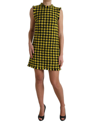 Dolce & Gabbana Clothing Yellow / IT40|S / Material: 92% Virgin Wool 8% Nylon Houndstooth Knitted Chic Yellow Mini Skirt