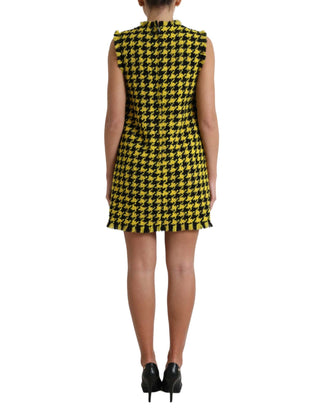 Dolce & Gabbana Clothing Yellow / IT40|S / Material: 92% Virgin Wool 8% Nylon Houndstooth Knitted Chic Yellow Mini Skirt