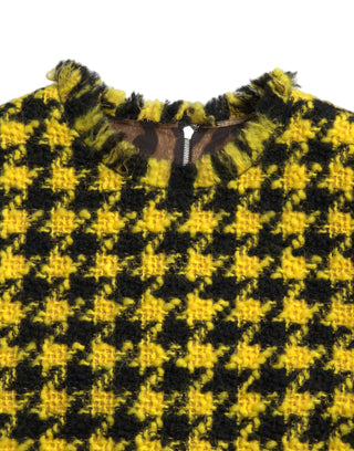 Dolce & Gabbana Clothing Yellow / IT40|S / Material: 92% Virgin Wool 8% Nylon Houndstooth Knitted Chic Yellow Mini Skirt