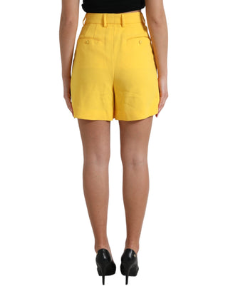 Dolce & Gabbana Clothing Yellow / IT44 | L / Material: 51% Viscose 46% Acetate 3% Elastane Elegant High Waist Bermuda Shorts in Sunny Yellow