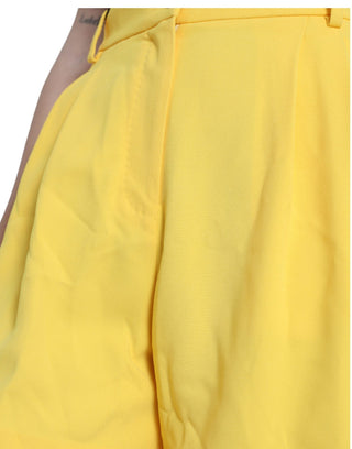 Dolce & Gabbana Clothing Yellow / IT44 | L / Material: 51% Viscose 46% Acetate 3% Elastane Elegant High Waist Bermuda Shorts in Sunny Yellow