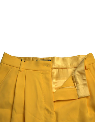 Dolce & Gabbana Clothing Yellow / IT44 | L / Material: 51% Viscose 46% Acetate 3% Elastane Elegant High Waist Bermuda Shorts in Sunny Yellow