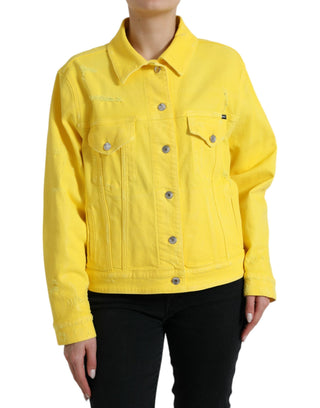 Dolce & Gabbana Clothing Yellow / IT44 | L / Material: 98% Cotton 2% Elastane Chic Yellow Denim Button-Down Jacket