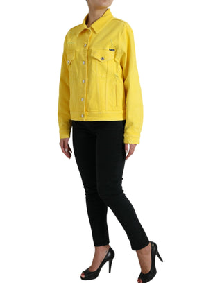 Dolce & Gabbana Clothing Yellow / IT44 | L / Material: 98% Cotton 2% Elastane Chic Yellow Denim Button-Down Jacket