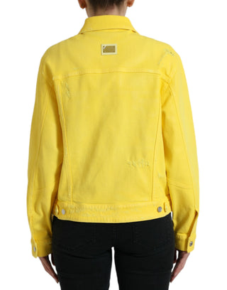 Dolce & Gabbana Clothing Yellow / IT44 | L / Material: 98% Cotton 2% Elastane Chic Yellow Denim Button-Down Jacket